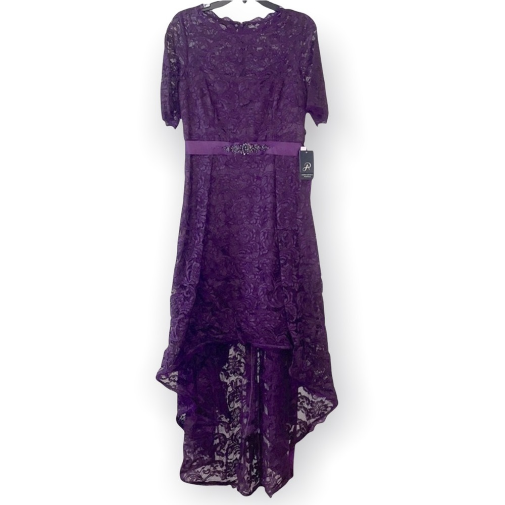 Adrianna Papell High/Low Purple Lace Dress NWT